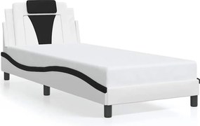 vidaXL Cadru de pat Viana fără saltea alb și negru 90x190 cm piele artificială