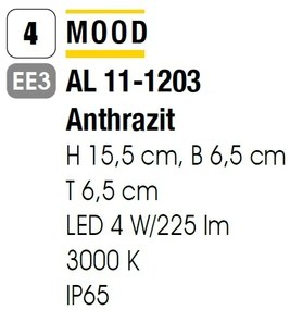 Aplica LED de perete exterior, protectie IP65, Mood antracit