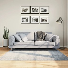 vidaXL Covor pufos &quot;PAMPLONA&quot; fire înalte albastru modern 160x160 cm