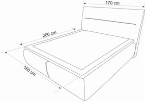 Pat matrimonial, Bergen Memory, 160x200 cm, cu spatiu pentru depozitare, Turcoaz