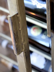 Vitrină pentru sticle de vin, cu uși din sticlă și cadru metalic, finisaj alamă antichizata, H194 x L77 x A22 cm