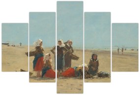 Tablou - Eugène Boudin, Women on the Beach at Berck, reproducere (150x105 cm)