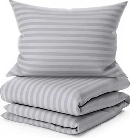 Lenjerie de pat hoteliera din microfibra JASMINE gri deschis - dungi 2 cm Dimensiunile lenjeriei: 70 x 90 cm | 140 x 200 cm