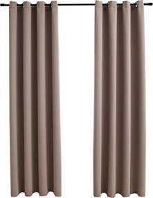 vidaXL Draperii opace cu inele metalice, 2 buc., gri taupe, 140x225 cm