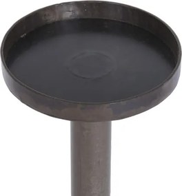 Sfeșnic de podea din lemn reciclat și metal, 26 x 26 x 100 cm, butuc de roată de car, glob din sticlă, „Candle Holder Wheel Hub"