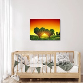 Tablou pe sticlă - Inima în coroanele copacilor (70x50 cm)
