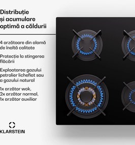 Klarstein Firetale, plită cu gaz, 4 arzătoare