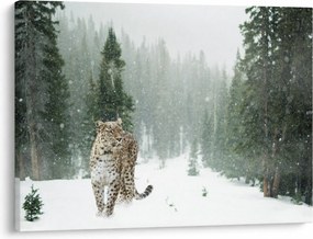 Tablou cu leopard în zăpadă (70x50 cm)