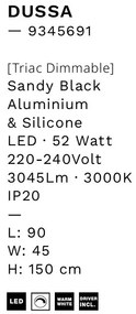 Lustra LED suspendata design modern DUSSA negru, 90x45cm