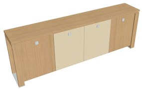 Dulap mic Verno+ 260 x 46 x 90 cm, uși combinate, stejar deschis / vanilie