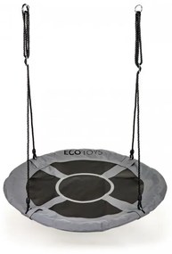 Leagan pentru copii rotund, tip cuib de barza, suspendat, 100 cm, Ecotoys MIR6001 - Gri