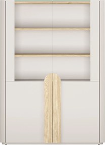 Vitrină cu două uși Amilio 100 cm - cașmir / stejar uleiat / mânere stejar deschis