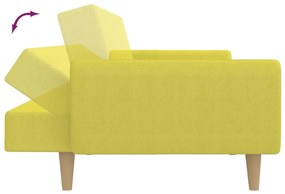 Canapea extensibila 2 locuri, cu taburet, verde, textil Verde, Cu suport de picioare