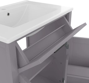 Dulap de baie independent cu chiuvetă, rafturi cu uși duble, sertare practice, rafturi ajustabile, 60x46x84,8 cm, Gri