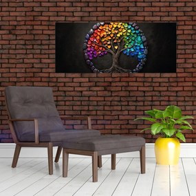 Tablou – Arbore plin de inimi colorate (120x50 cm)