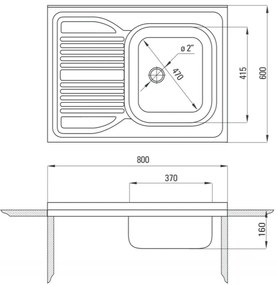 Chiuveta bucatarie inox cu picurator crom leinen, cuva dreapta, Deante Tango LEINEN, Dreapta