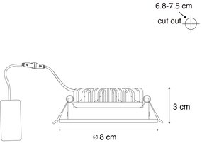 Set de 6 spoturi încastrate negre, înclinabile, 8,2 cm, inclusiv LED Dim to Warm IP54 Ultra Slim - Pupil