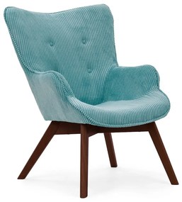 Fotoliu turcoaz cu tapițerie din catifea reiată Niko – Ropez