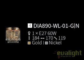 Aplica de perete cristal design elegant Palace auriu MYDIA890-WL-01-G