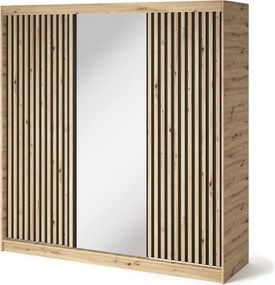 Dulap cu uși glisante Emerio III, 180x60x204 cm – Stejar Artisan