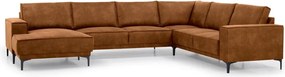 Colțar maro coniac cu tapițerie din imitație de piele (colț pe partea stângă /în formă de "U") Copenhagen – Scandic