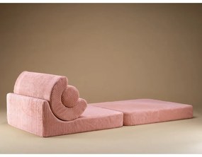 Fotoliu pentru copii roz cu tapițerie din catifea reiată Flipster – Wigiwama