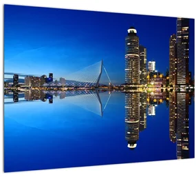 Tablou pe sticlă - Rotterdam nocturn (70x50 cm)
