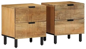 vidaXL Noptiere 2 buc Maro 40x33x46 cm Lemn masiv Mango