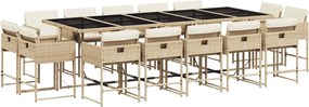 vidaXL Set mobilier de grădină cu perne, 15 piese, bej, poliratan