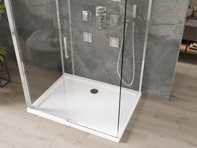 Mexen Omega-3S cabina de duș cu 3 pereți, culisantă 100x80 cm, transparentă, crom + cădiță Flat - 825-100-080-01-00-3s-4010