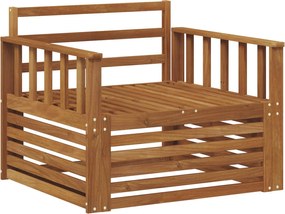 vidaXL 2 Bucată Sofa cu Brațe Lemn Solid de Acacia natural