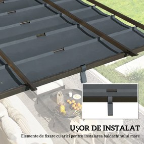 Outsunny Copertină pentru Pergolă cu 10 Orificii de Drenaj, Tavan de Rezervă în Poliester Respirabil, Doar Acoperire, 288x298 cm, UV30+, pentru Pergola Grădină 3x3m, Gri Închis | Aosom Romania