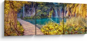 Tablou - Lacurile Plitvice, Croația (cu ceas) (90x30 cm)