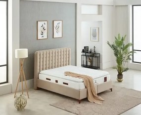 Pat tapițat dormitor 2 persoane cu ladă depozitare de lux, Capris