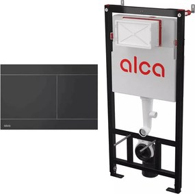 Set rezervor WC cu cadru incastrat Alca AM101/1120 si clapeta de actionare FUN-BLACK negru mat