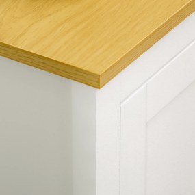 HOMCOM Credență de Bucătărie cu 3 Uși, Mobilier Modern de Bucătărie cu Raft Reglabil, Credență Tip Bufet pentru Sufragerie, Sala de Mese și Salon, 120x40x70 cm, Alb și Culoare Lemn | Aosom Romania