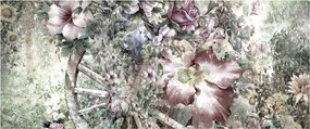 Tablou - Flori pe roata de lemn (120x50 cm)