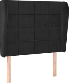 vidaXL Tăblie de pat cu aripioare, negru, 93x23x118/128 cm, catifea