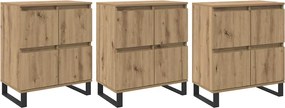 vidaXL Bufet 3 pcs Stejar Artizanal 60 x 35 x 70 cm