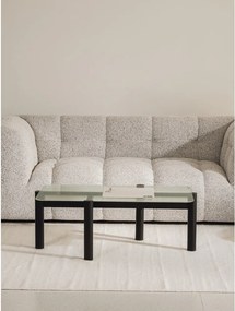 Măsuță de cafea neagră cu blat din sticlă 55x105 cm Kob – noo.ma