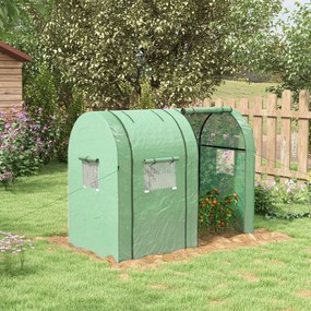 Outsunny Sera de grădină 1,8 m² dim. 1,85L x 0,9l x 1,5H m 2 Uși cu fermoar rulante 4 Ferestre rulante Oțel PE Verde | Aosom Romania