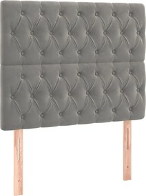 vidaXL Tăblie de pat gri deschis 100x7x118/128 cm catifea