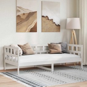vidaXL Pat de zi, alb, 80x200 cm, lemn masiv de pin