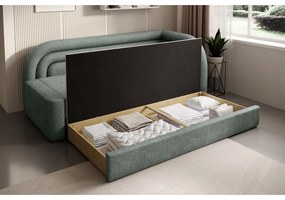 Canapea verde extensibilă/cu spațiu de depozitare cu tapițerie din chenille cu colț pe partea dreaptă 223 cm Fabillo – ELTAP