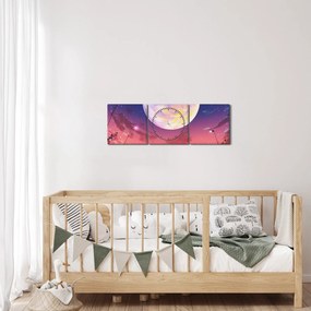 Tablou - Femeie și câine pe lună plină (cu ceas) (90x30 cm)