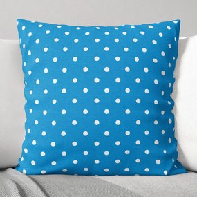 Goldea față de pernă decorativă loneta - buline albe pe albastru 70 x 70 cm
