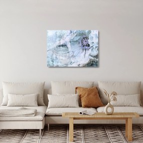 Tablou pe sticlă - Frescă florală pe un perete de cărămidă (70x50 cm)