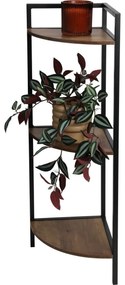 Dulap metalic de colț 3 rafturi MDF, 23,5 x 23,5 x76 cm