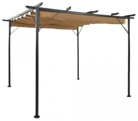 Pergolă cu acoperiș retractabil gri taupe 3x3 m oțel 180 g/m²
