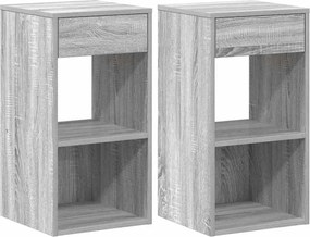 vidaXL Noptiere cu sertar 2 buc Gri Sonoma 35x34x66,5 cm